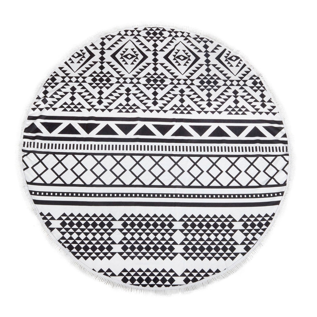 Milano Round Beach Towel with Tassels Print 140 cm 350 GSM Microfibre Blanket-Towels-PEROZ Accessories