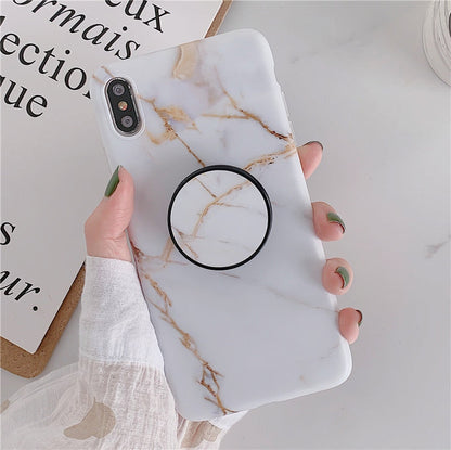Anymob iPhone Case Plane Gray Gradient Marble Cover Silicone Phone With Holder Stand-Mobile Phone Cases-PEROZ Accessories