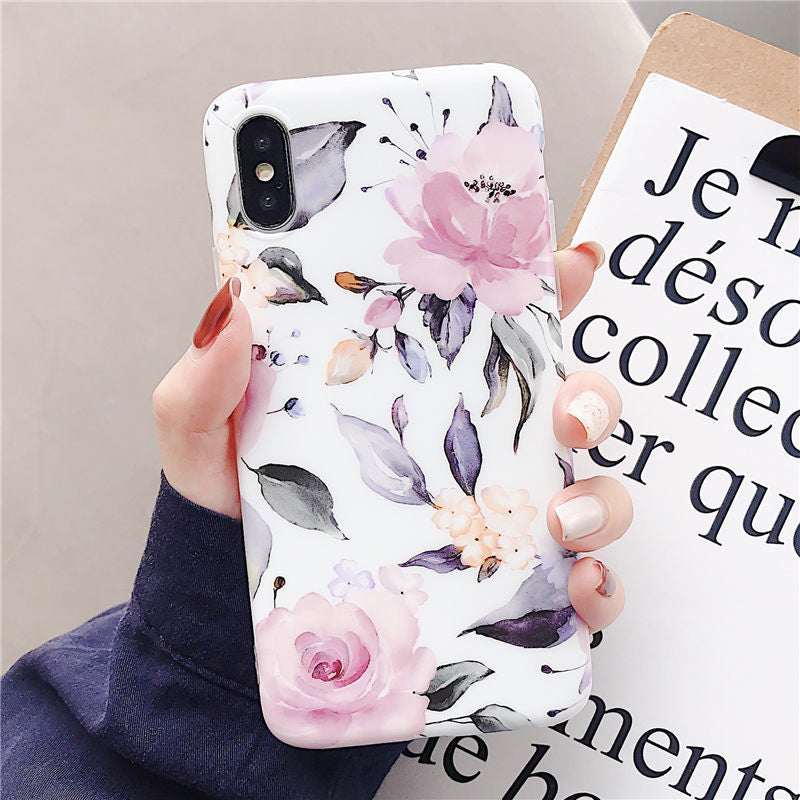 Anymob Samsung Floral White Marble Flower Case Back Cover Art Leaf Silicone Phone Protection-Mobile Phone Cases-PEROZ Accessories
