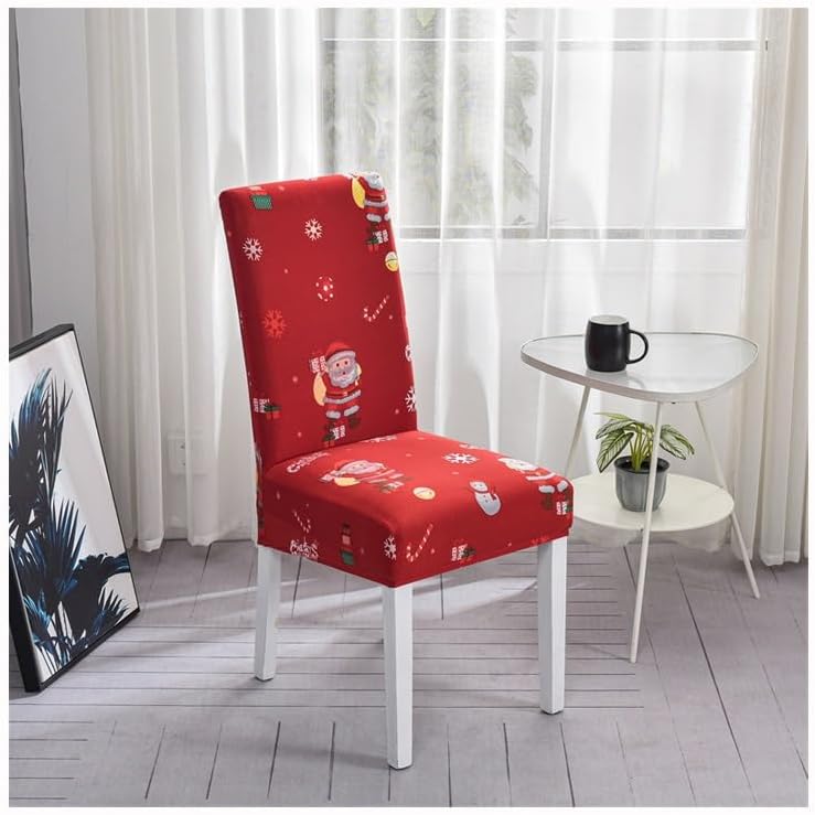 Anyhouz Chair Cover Red Santa Gift Snowman Design with Anti-Dirt and Elastic Material for Dining Room Kitchen Wedding Hotel Banquet Restaurant-Chair Cover-PEROZ Accessories