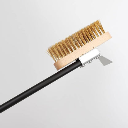 AnyGleam Black 81cm Oven Copper Brush with Metal Scraper Tool and Length Adjustable Handle Cleaning Accessories-Pizza Makers &amp; Ovens-PEROZ Accessories