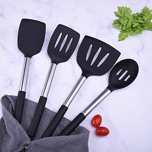Anygleam Kitchen Utensils Non-stick Grey/ Silver 10 Set Cooking Tool with Storage Box Accessories Heat Resistant Kitchenware-Spatula and Shovel-PEROZ Accessories