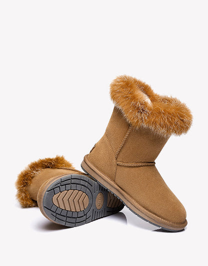 Australian Shepherd UGG Short Button Sheepskin Boots Donna-Boots-PEROZ Accessories