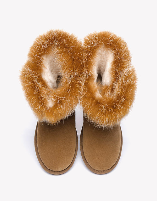 Australian Shepherd UGG Short Button Sheepskin Boots Donna-Boots-PEROZ Accessories