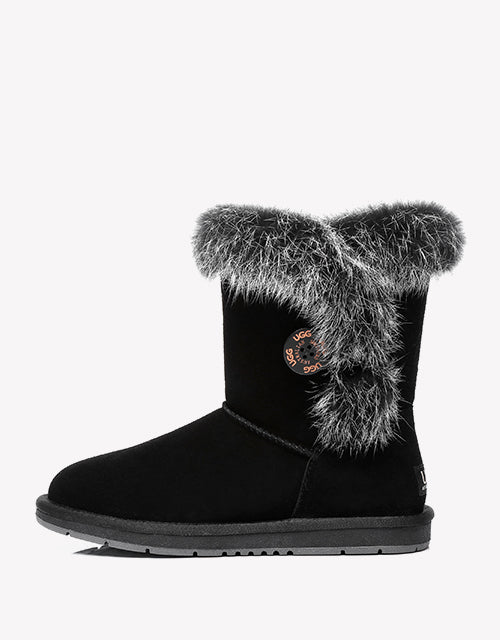 Australian Shepherd UGG Short Button Sheepskin Boots Donna-Boots-PEROZ Accessories