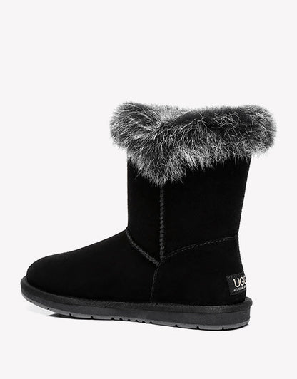 Australian Shepherd UGG Short Button Sheepskin Boots Donna-Boots-PEROZ Accessories