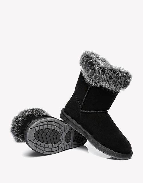 Australian Shepherd UGG Short Button Sheepskin Boots Donna-Boots-PEROZ Accessories