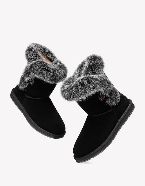 Australian Shepherd UGG Short Button Sheepskin Boots Donna-Boots-PEROZ Accessories