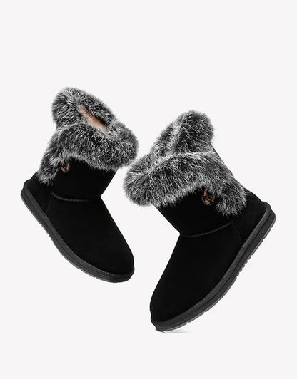 Australian Shepherd UGG Short Button Sheepskin Boots Donna-Boots-PEROZ Accessories