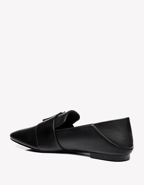 Australian Shepherd UGG Sally Square Buckle Loafers Opera Flats Almond Toe-Loafers &amp; Moccasins-PEROZ Accessories