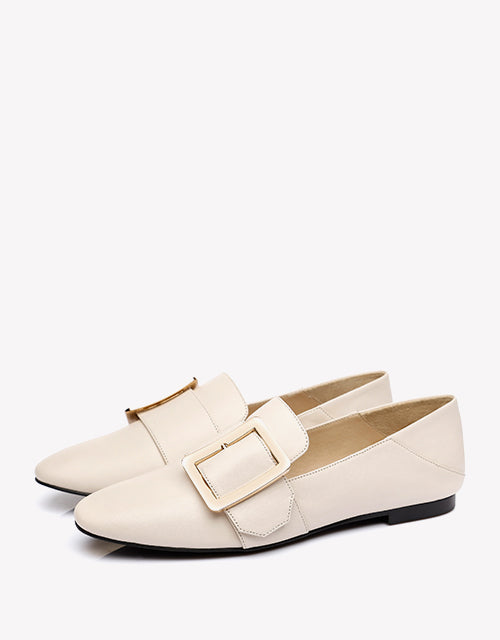 Australian Shepherd UGG Sally Square Buckle Loafers Opera Flats Almond Toe-Loafers &amp; Moccasins-PEROZ Accessories