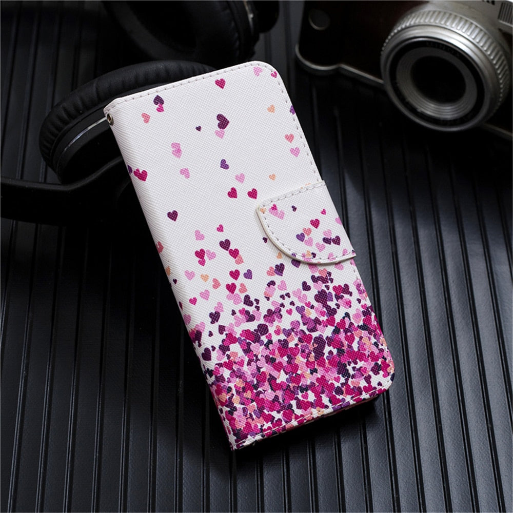 Anymob Samsung Case Multicolor Heart Design Flip Leather Wallet Phone Cover Protection-Mobile Phone Cases-PEROZ Accessories