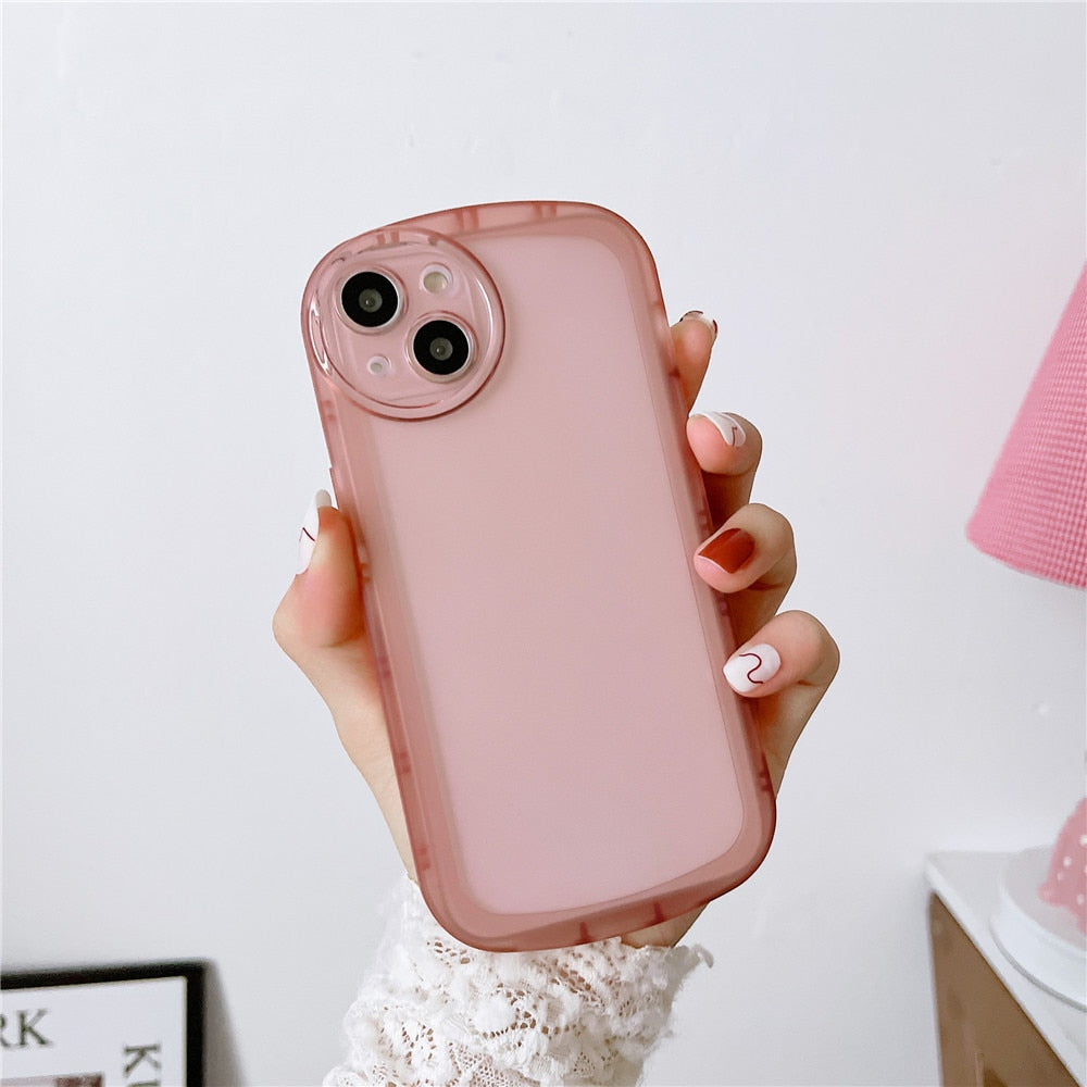 Anymob iPhone Case Pink Round Camera Protection Clear Soft Silicone Shockproof Bumper Cover-Mobile Phone Cases-PEROZ Accessories