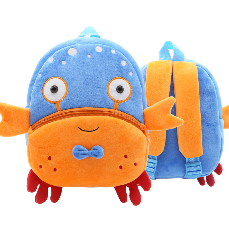 Anykidz 3D Blue Crab School Backpack Cute Animal With Cartoon Designs Children Toddler Plush Bag For Baby Girls and Boys-Backpacks-PEROZ Accessories