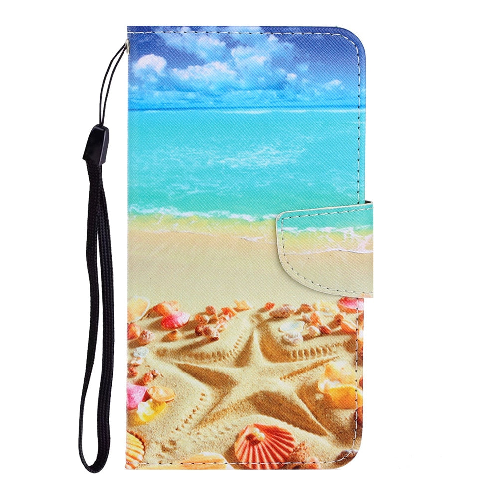 Anymob Samsung Beach Star Magnetic Flip Wallet Case Painted Leather Phone Cover-Mobile Phone Cases-PEROZ Accessories