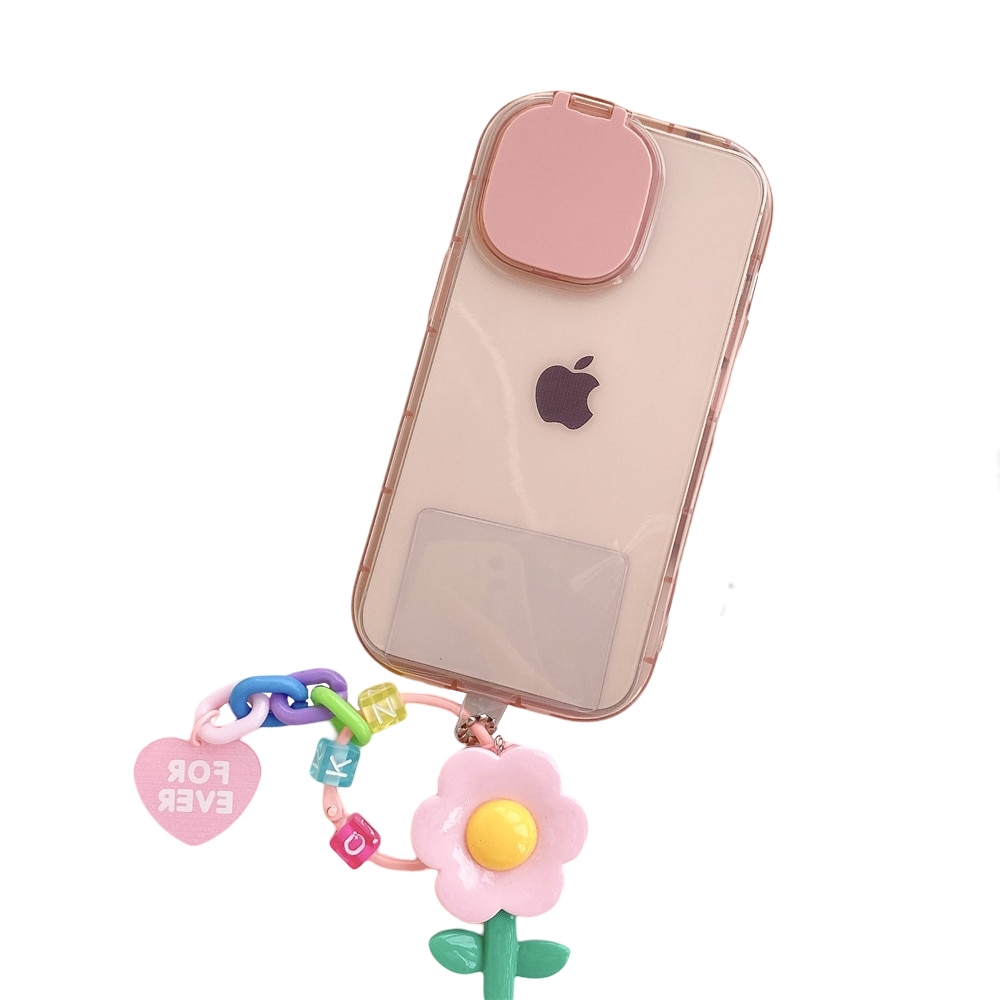 Anymob iPhone Pink Folding Makeup Mirror Phone Case With Flower Bracelet Protection Stand Cover-Mobile Phone Cases-PEROZ Accessories