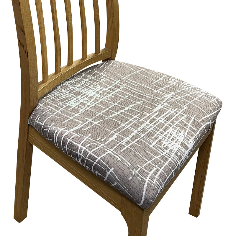 Anyhouz Chair Cover Brown White Crack Linear Design Stretch Seat Cover for Home Dinning Kitchen Washable Removable-Chair Cover-PEROZ Accessories