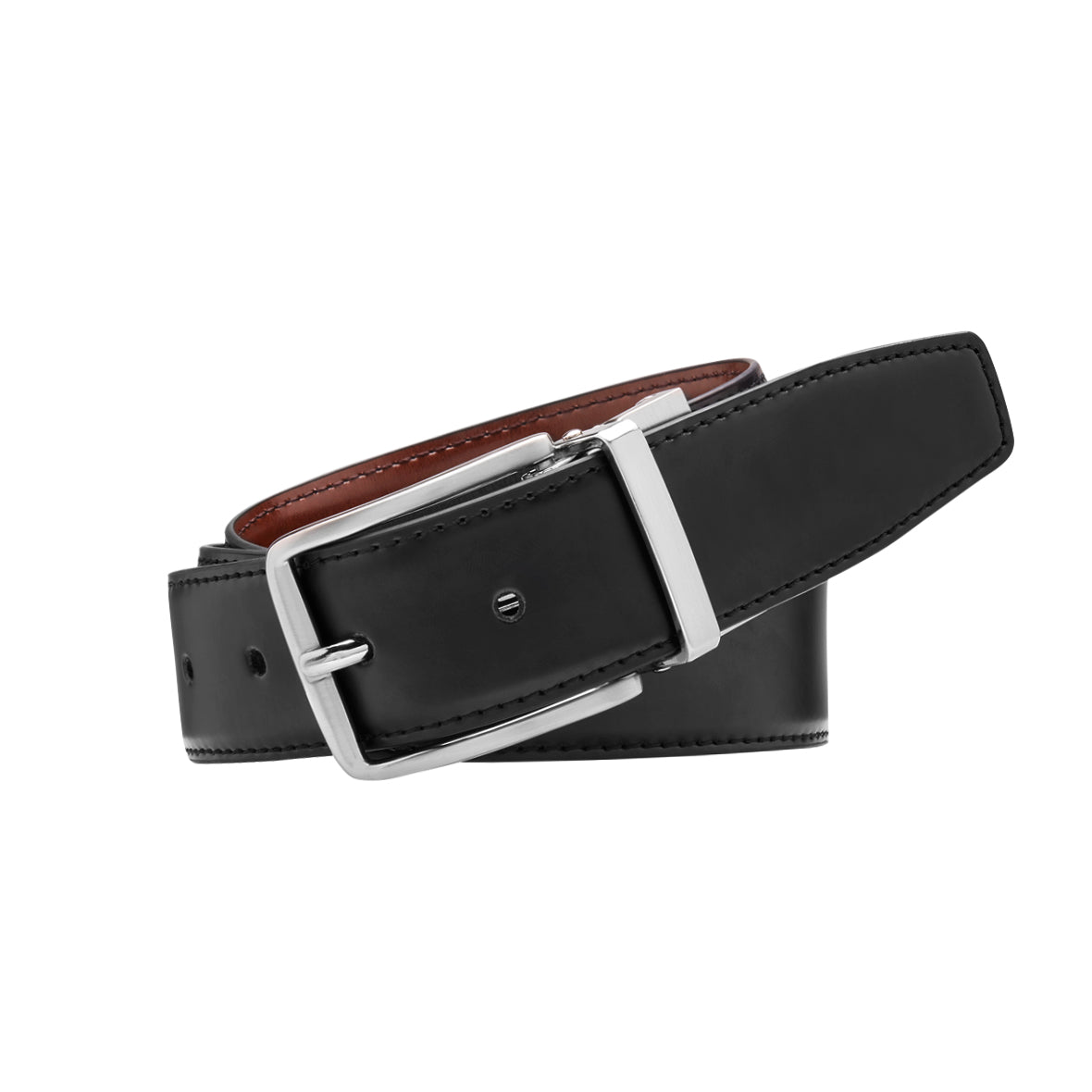 ZEKE Black/Chestnut. Men’s Reversible Leather Belt. 35mm width.-Reversible Belts-PEROZ Accessories