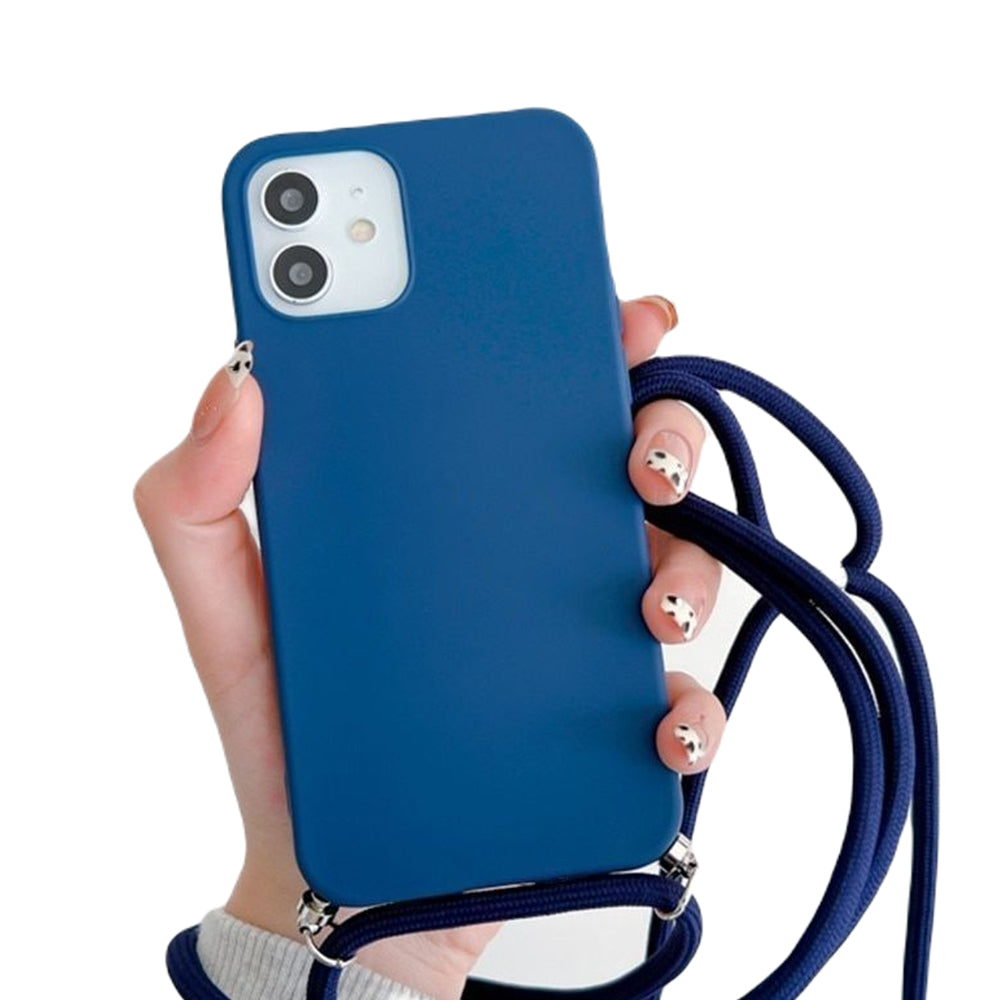 Anymob iPhone Blue Crossbody Necklace Strap Lanyard Cord Phone Case Silicone Cover-Mobile Phone Cases-PEROZ Accessories