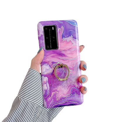 Anymob Samsung Purple And Violet Marble Finger Ring Phone Case Soft Silicon Cover-Mobile Phone Cases-PEROZ Accessories