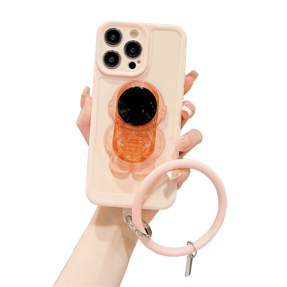 Anymob iPhone Pink Astronaut Stand Holder Bracelet Case Soft Silicone Phone Cases-Mobile Phone Cases-PEROZ Accessories