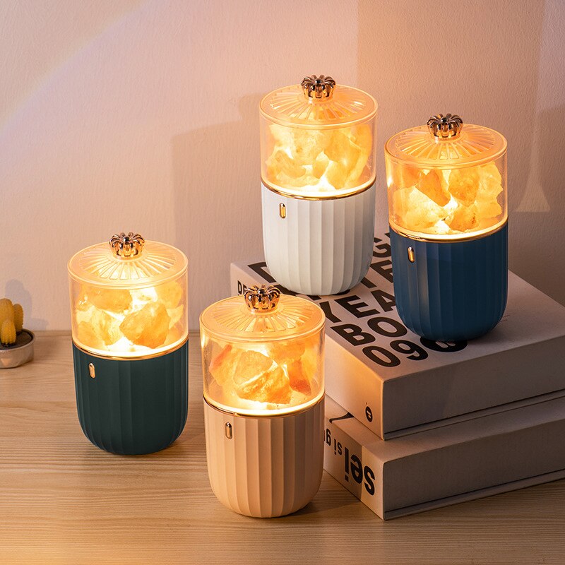Anyhouz Luxury Lamp Himalayan Salt White Vase Aromatherapy Home Decor Wireless Rechargeable Table Accents for Bedroom Hotel Living Room-Table Lamps-PEROZ Accessories