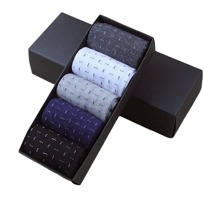 Anysox 5 Pairs Size 6-10 Casual Business Socks High Quality Cotton Breathable Elastic Line Design For Men-Socks-PEROZ Accessories