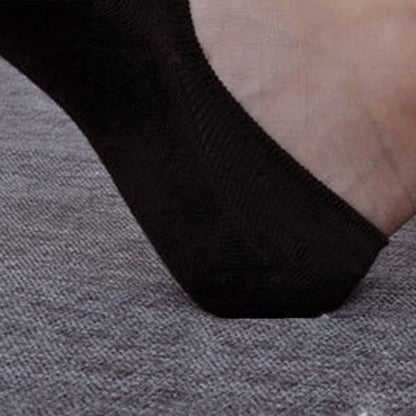 Anysox 5 Pairs Size 4-9 Black Boat Socks Summer Thin Invisible Cotton Non-Slip Silicone Breathable Pure Color For Men-Socks-PEROZ Accessories