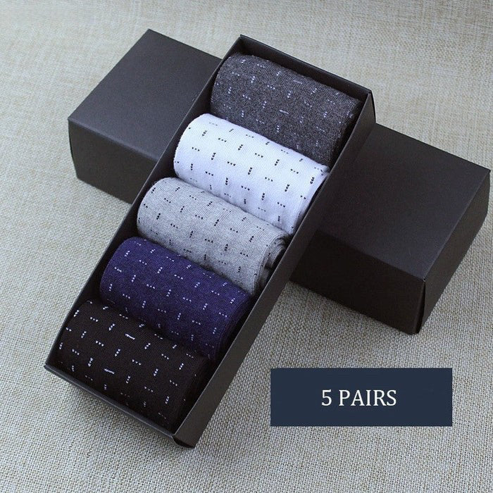 Anysox 5 Pairs Size 6-10 Casual Business Socks High Quality Cotton Breathable Elastic Line Design For Men-Socks-PEROZ Accessories