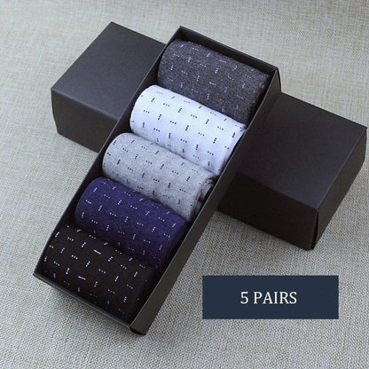 Anysox 5 Pairs Size 6-10 Casual Business Socks High Quality Cotton Breathable Elastic Line Design For Men-Socks-PEROZ Accessories