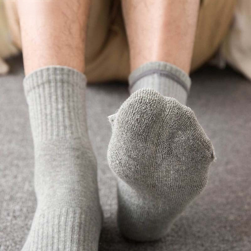 Anysox 5 Pairs Size 2-6 Fashion Socks High Quality Office Sports Business Long Socks Cotton Solid Colors Skateboard Knitted Casual Dark Grey-Socks-PEROZ Accessories
