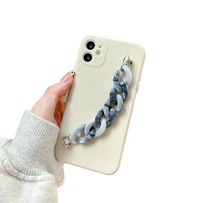 Anymob iPhone Phone Case Grey Wrist Chain Strap Soft Silicone Mobile Cover iPhone 13 12 11 Pro Max Mini XR XS 7 8 6 6S Plus SE 2020 Compatible-Mobile Phone Cases-PEROZ Accessories