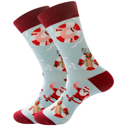 Anysox 5 Pairs Red and Light Blue Size 5-13 Socks Crystal Silk Tide Winter Holiday Plus Snowflake Stocking Comfortable To Wear-Socks-PEROZ Accessories