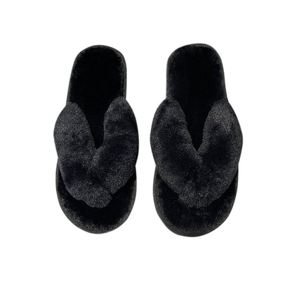 AnyStep Plush Slipper One Size 5-6 Flip Black Warm Winter Comfortable Home Fluffy Indoor Slip On-Slipper Chairs-PEROZ Accessories