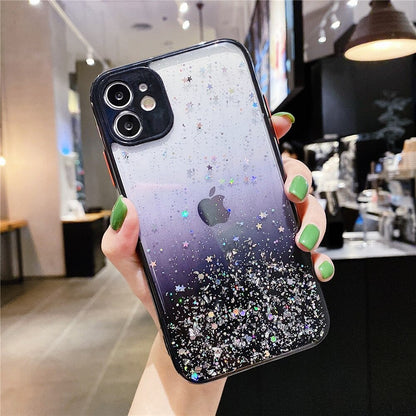 Anymob iPhone Case Black Luxury Glitter Sequins Camera Protection Silicone For 13 11 12 Pro Max XR XS Max 7 8 Plus SE 2020-Mobile Phone Cases-PEROZ Accessories