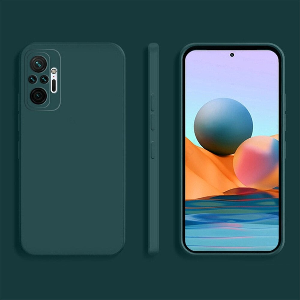 Anymob Xiaomi Phone Case Slate Green Square Candy Silicone For Redmi Note 10 10S 9S 9 Pro Max 8 7 Pro 9T Mi 11 Lite POCO X3 M3 F3 Slim Soft Cover-Mobile Phone Cases-PEROZ Accessories
