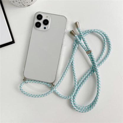 Anymob iPhone Case White Transparent Candy Color Crossbody Necklace Lanyard Mobile Cover iPhone 13 12 Pro Max 11 Pro Max X XS Max XR Compatible-Mobile Phone Cases-PEROZ Accessories