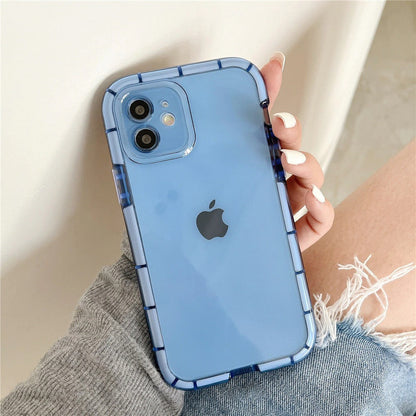 Anymob iPhone Case Blue Transparent Luminous Shockproof Soft Silicone Air Buffer Mobile Cover iPhone 11 12 13 Pro Max 13Pro X XR XS Compatible-Mobile Phone Cases-PEROZ Accessories