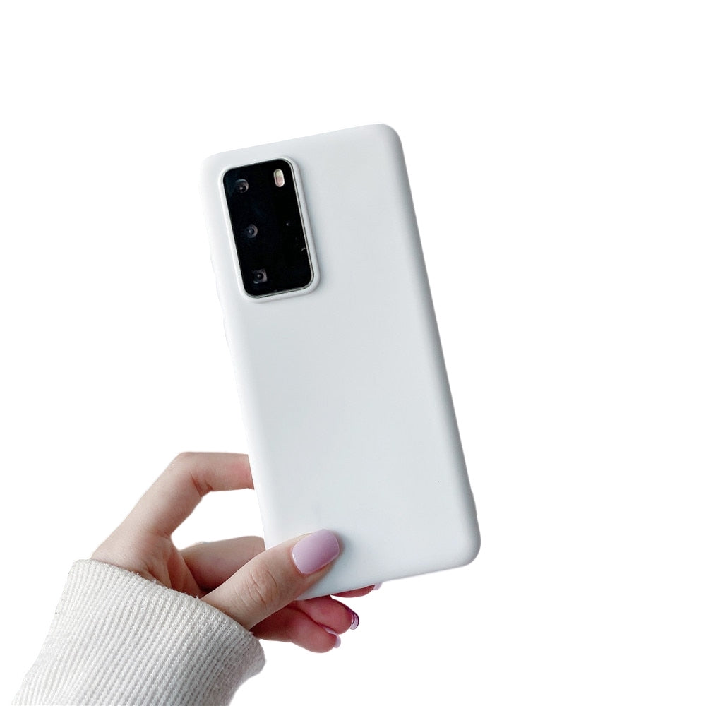 Anymob Samsung White Candy Color Phone Case Silicone Back Cover-Mobile Phone Cases-PEROZ Accessories
