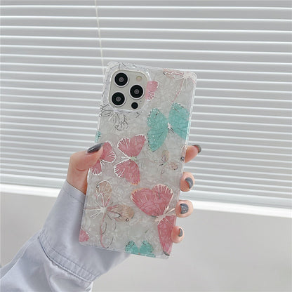 Anymob iPhone Case Pink Cartoon Butterfly Soft Silicone Square Shell Pattern-Mobile Phone Cases-PEROZ Accessories