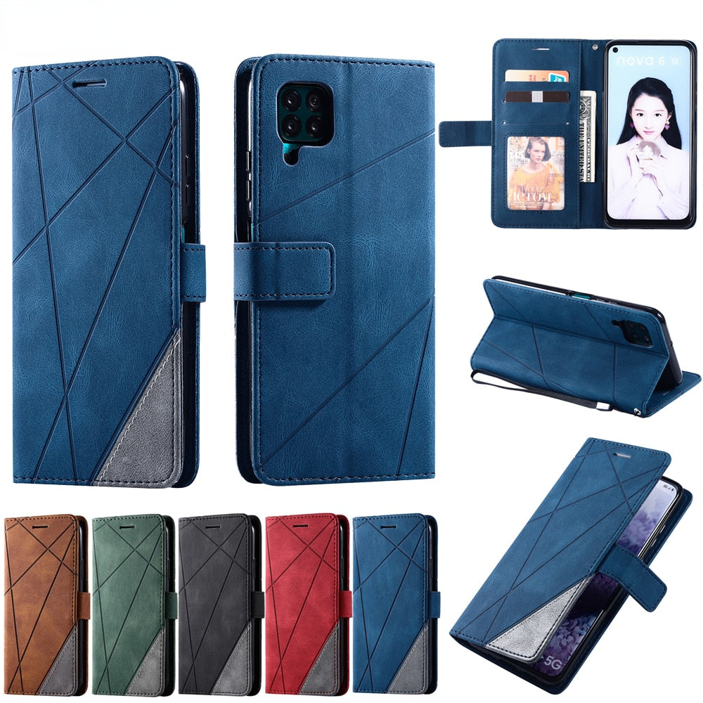 Anymob Huawei Case Red Leather Flip Cover Wallet Phone Bag Shell Protection-Mobile Phone Cases-PEROZ Accessories