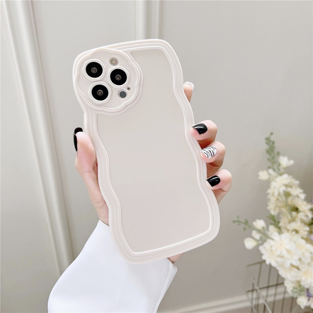 Anymob iPhone Case White Curly Wavy Shockproof Bumper Transparent Silicon Cover-Mobile Phone Cases-PEROZ Accessories