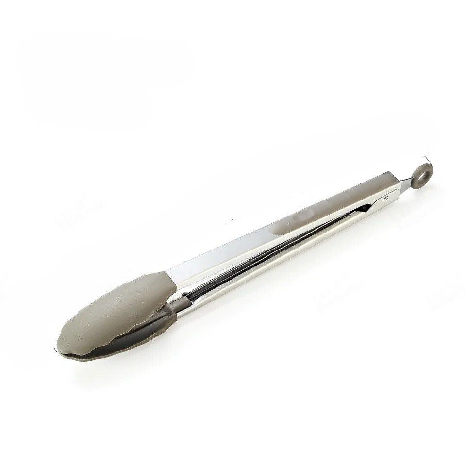 Anygleam Tong Stainless Steel Large Khaki Handle Clip Heat Resistant Cooking Baking Salad Steak Kitchen Gadget-Kitchen Tools &amp; Utensils-PEROZ Accessories