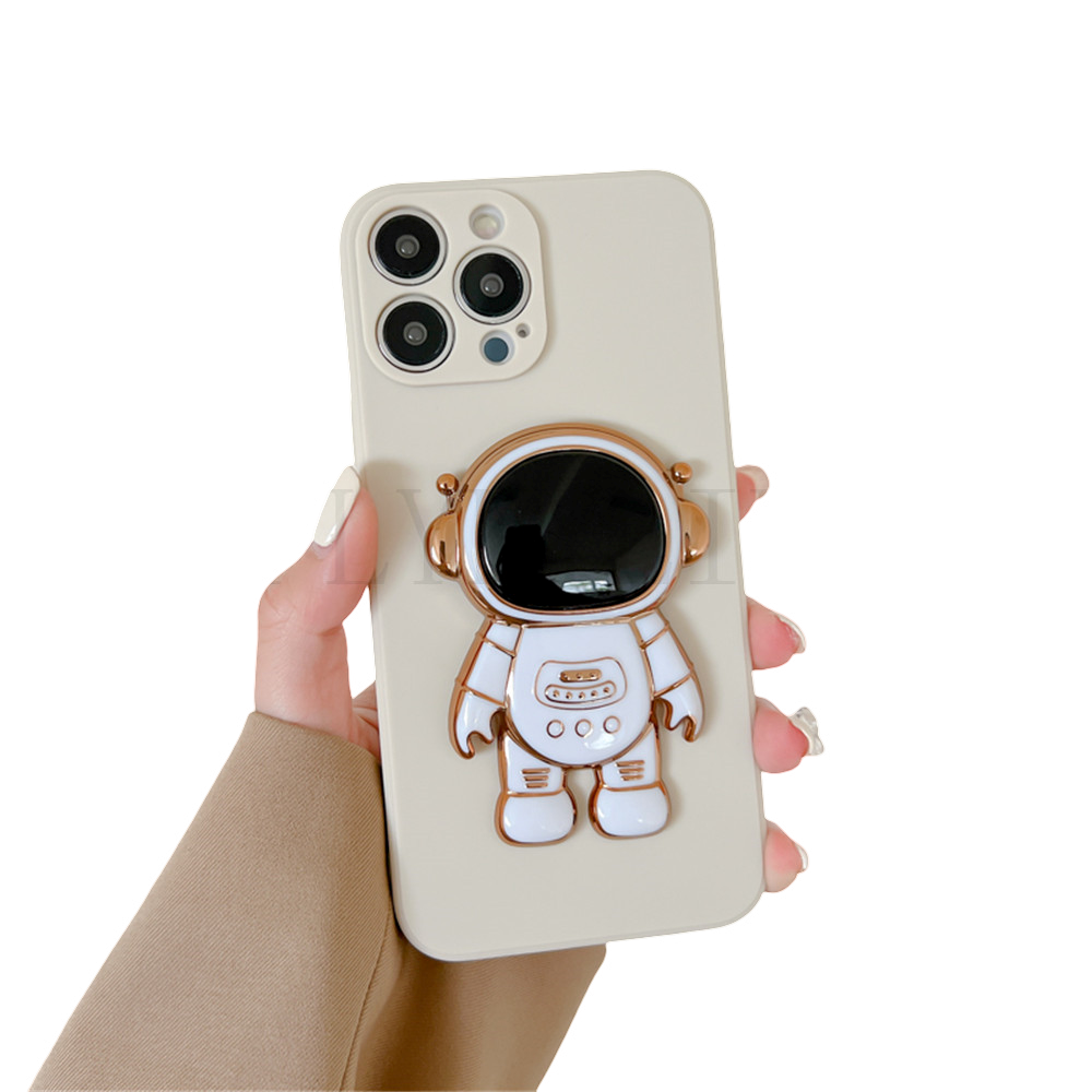 Anymob iPhone White 3D Astronaut Folding Stand Shockproof Soft Silicon Cover-Mobile Phone Cases-PEROZ Accessories