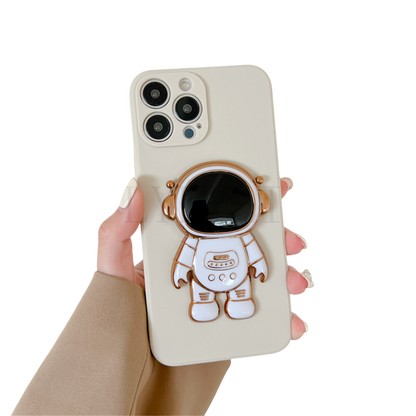 Anymob iPhone White 3D Astronaut Folding Stand Shockproof Soft Silicon Cover-Mobile Phone Cases-PEROZ Accessories