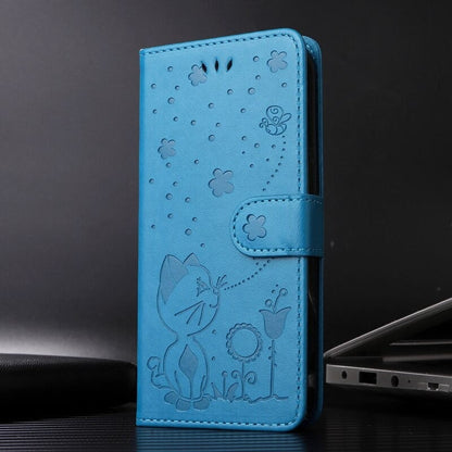 Anymob Samsung Case Blue Flip Leather 3D Cat Embossed PU Leather Wallet Cover Protection-Mobile Phone Cases-PEROZ Accessories