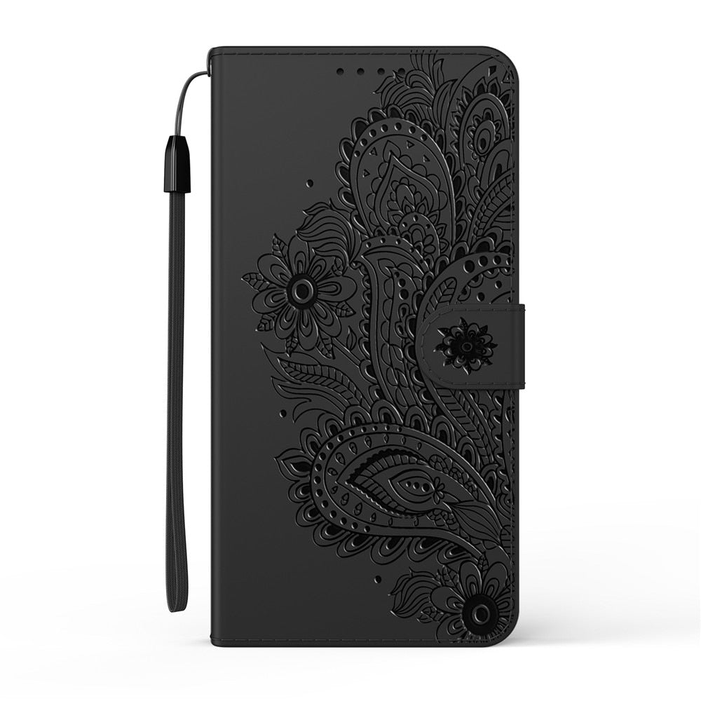 Anymob iPhone Black Flip Leather Phone Cases Peacock Pattern Wallet Cover-Mobile Phone Cases-PEROZ Accessories