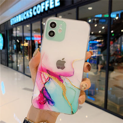 Anymob iPhone Case Pink Watercolor Marble Soft Silicone TPU Cover-Mobile Phone Cases-PEROZ Accessories