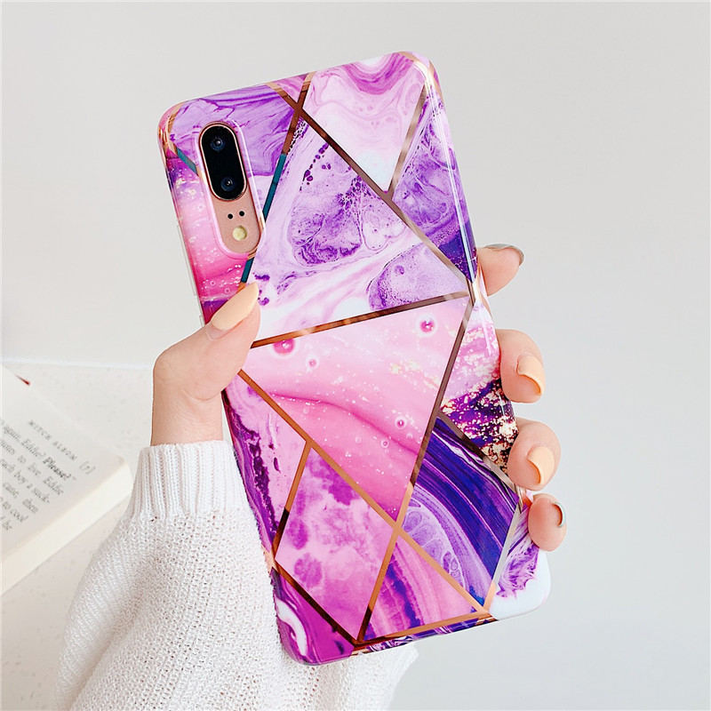 Anymob Samsung Purple Marble Flower Case Back Cover Art Leaf Silicone Phone Protection-Mobile Phone Cases-PEROZ Accessories