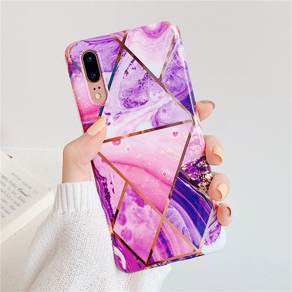 Anymob Samsung Purple Marble Flower Case Back Cover Art Leaf Silicone Phone Protection-Mobile Phone Cases-PEROZ Accessories